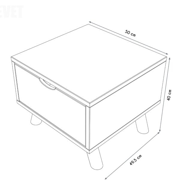 ABC MEUBLES - Table de chevet Scandinave bois Viking + tiroir