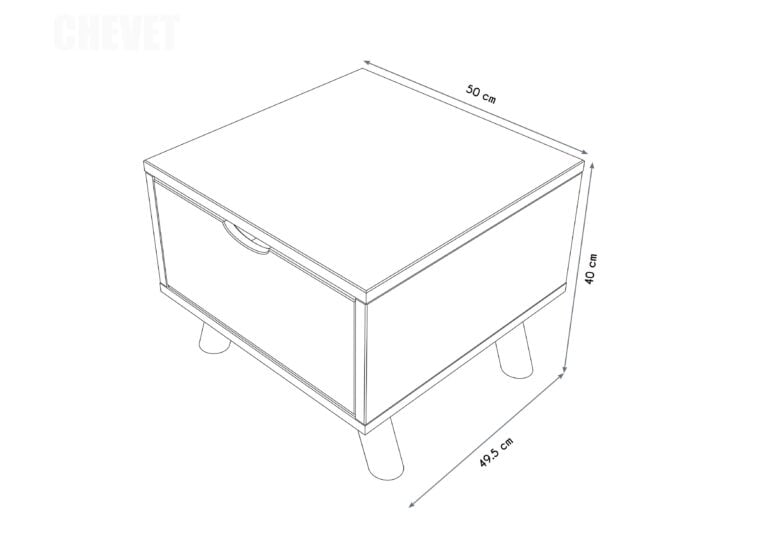 ABC MEUBLES - Table de chevet Scandinave bois Viking + tiroir