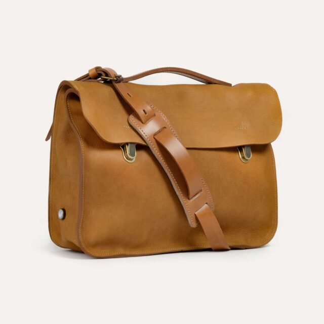 cartable groucho miel waxe ligne epure Bleu de Chauffe - Cartable Groucho - Miel waxé / Ligne Epure - new