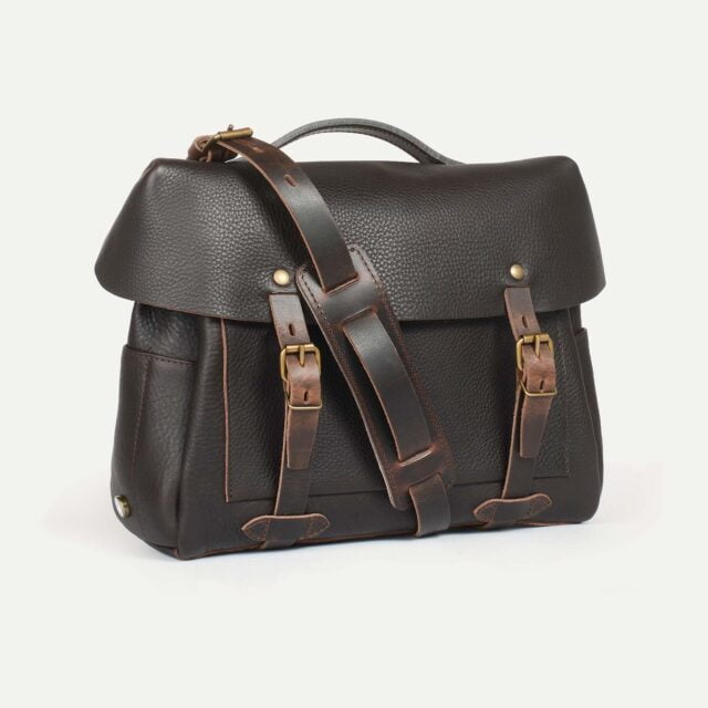 Bleu De Chauffe - Eclair Heroes - Sac moto cuir Marron brun