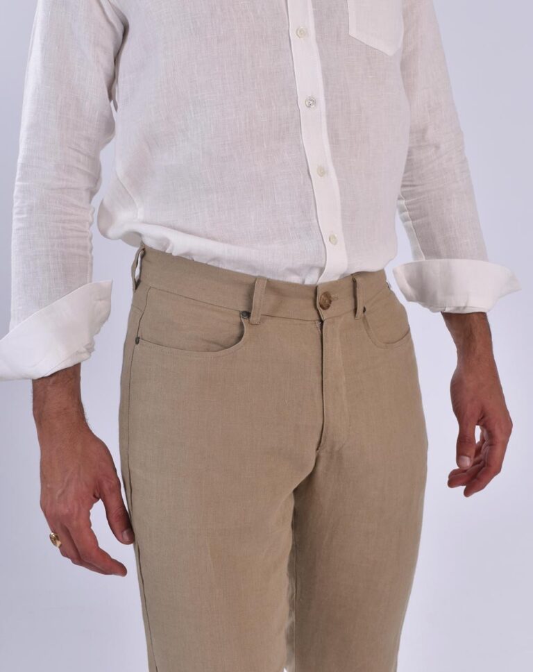 Aatise - pantalon droit en lin made in france zanzibar beige