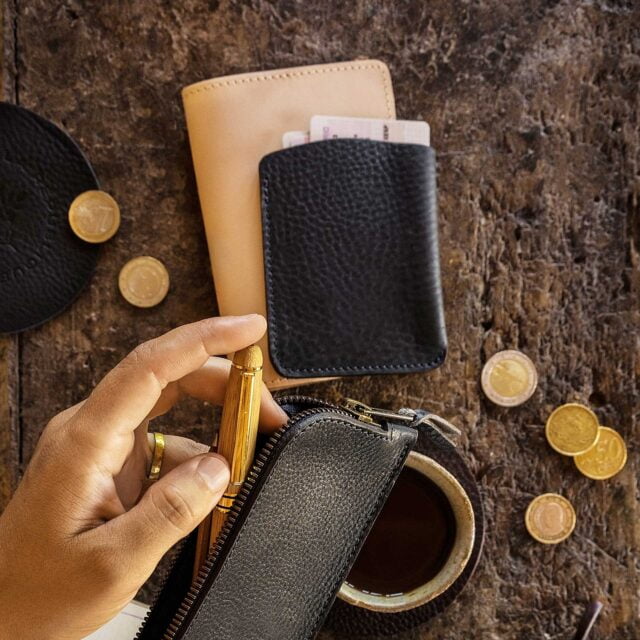 Bleu De Chauffe - Porte cartes visites Intro - Brun ambré