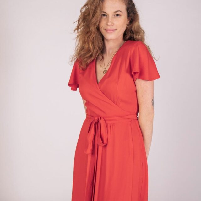 Aatise - robe de noël zermonie aatise 100% ecovero rouge