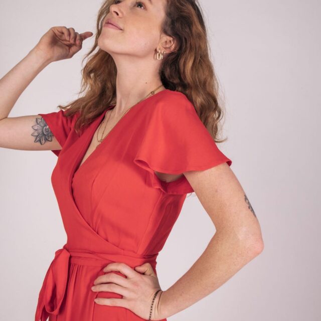 Aatise - robe de noël zermonie aatise 100% ecovero rouge