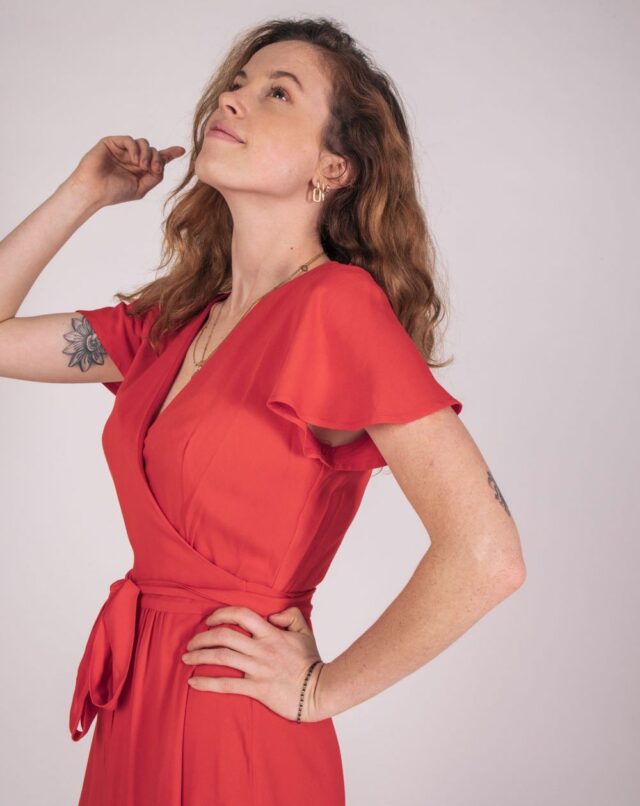 Aatise - robe de noël zermonie aatise 100% ecovero rouge