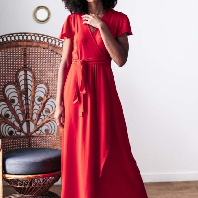 Aatise - robe de noël zermonie aatise 100% ecovero rouge