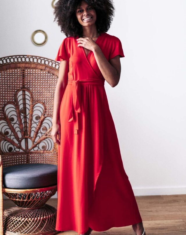 Aatise - robe de noël zermonie aatise 100% ecovero rouge
