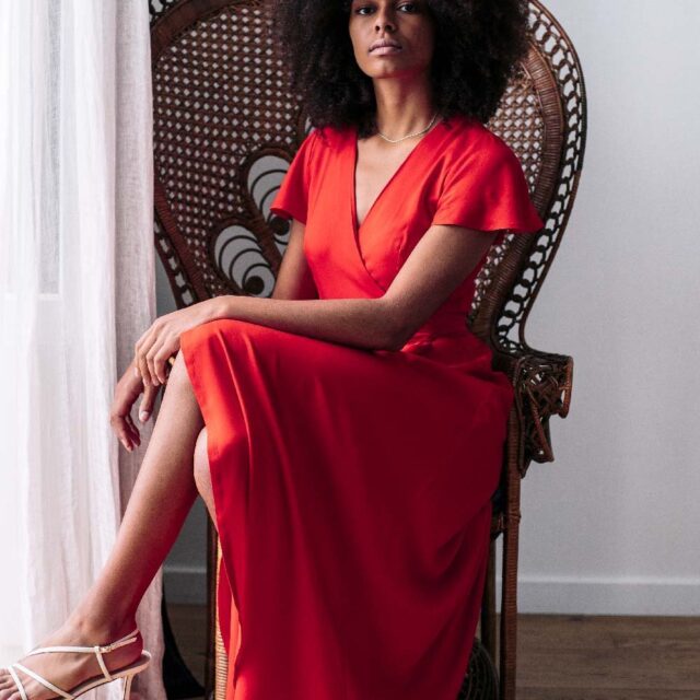 Aatise - robe de noël zermonie aatise 100% ecovero rouge