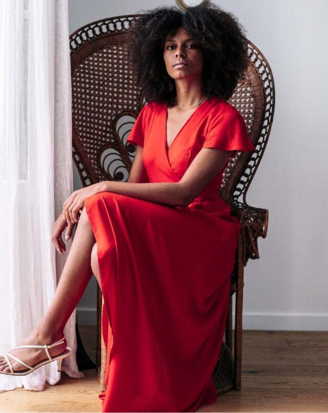 Aatise - robe de noël zermonie aatise 100% ecovero rouge
