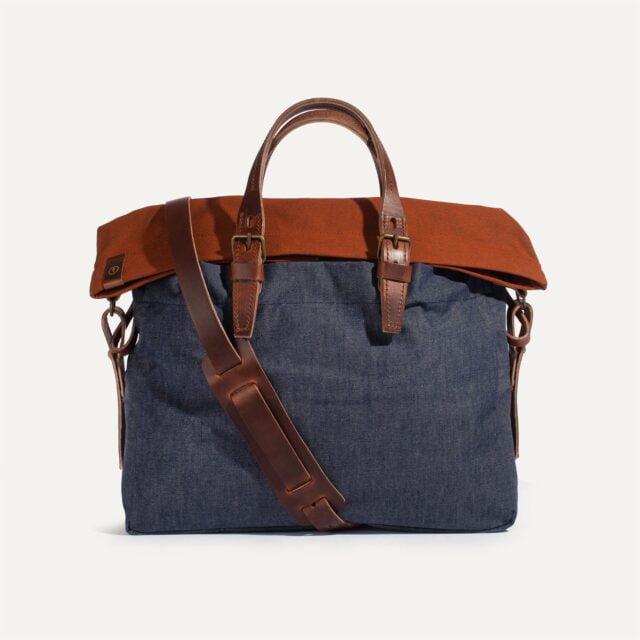 sac business remix terra cotta Bleu de Chauffe - Sac business Remix - Denim/Terra cotta - new