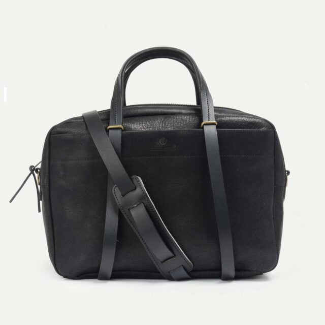 Bleu de Chauffe - Sac business Report -  Charbon noir / Cuir Waxé - new