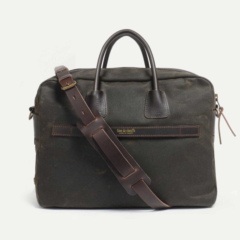 Bleu De Chauffe - Sac business Zeppo - Kaki Waxé