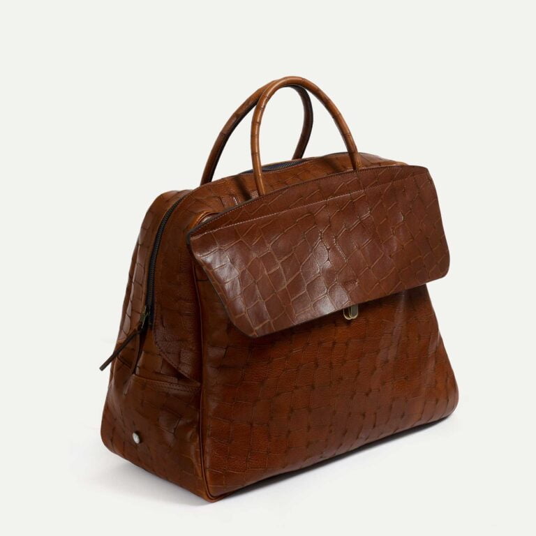 Bleu de Chauffe - Sac de voyage Zoom - Pain Brûlé Croco - new