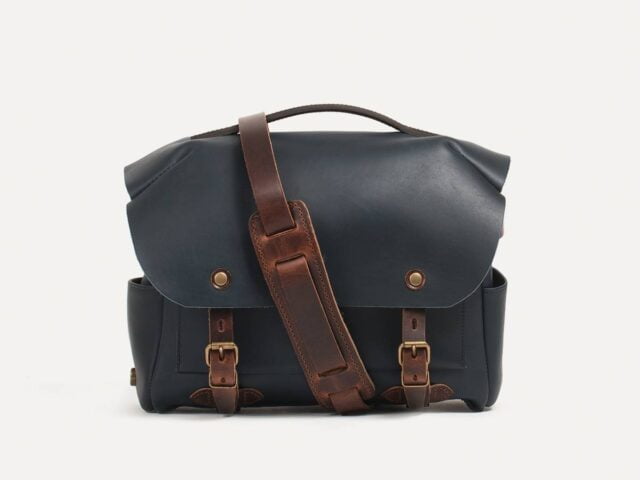 Bleu De Chauffe - Sac photo Bologne S en cuir - Bleu Marin