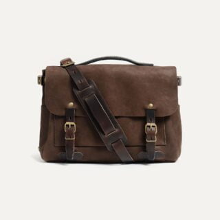 Bleu de Chauffe - Sac Postier Eclair S – Café / Cuir Waxé