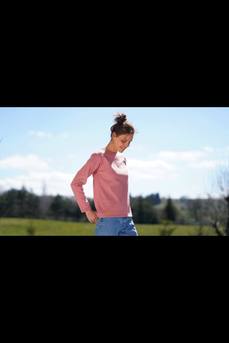 t shirt femme manches longues col rond vieux rose uni made in france coton bio Le t-shirt Propre - Le t-shirt fabriqué en France - Vieux rose