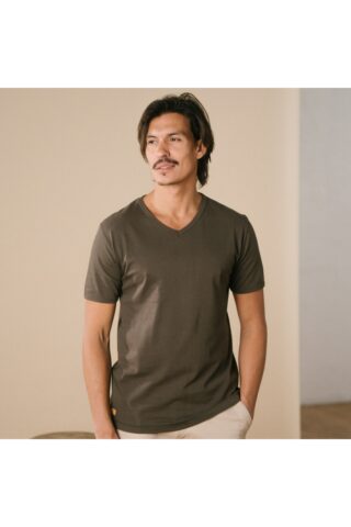 Le t-shirt Propre - Le t-shirt col V fabriqué en France  Kaki