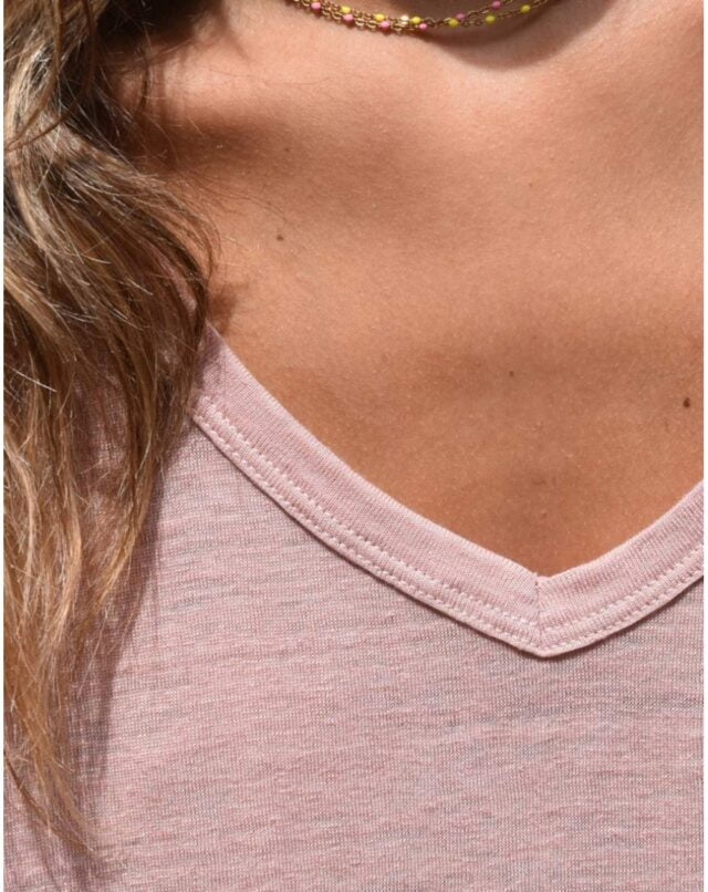 Aatise - t-shirt zesi femme rose 100 % lin