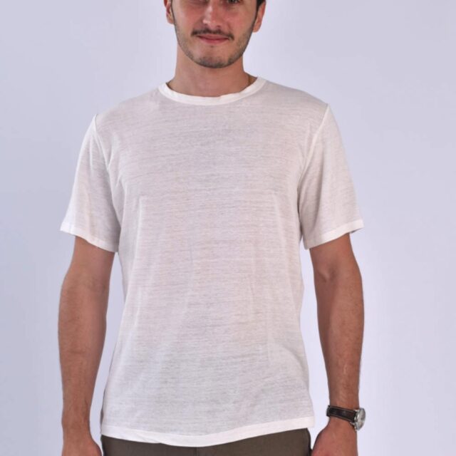 Aatise - t-shirt zokka en 100% lin blanc homme
