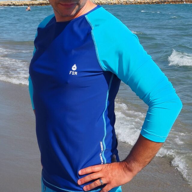 F2M - Lycra anti-uv homme manches longues bleu