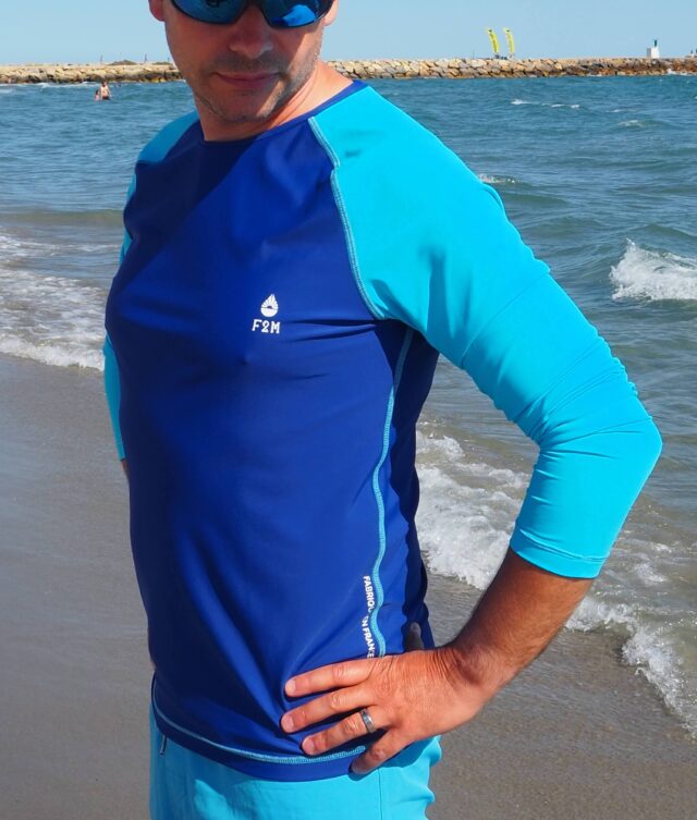 F2M - Lycra anti-uv homme manches longues bleu