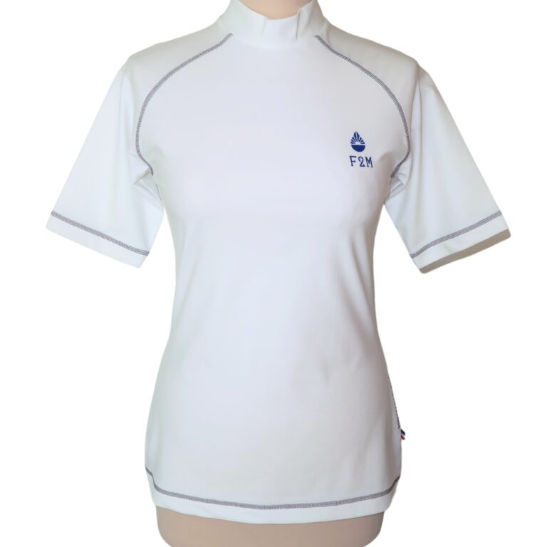 F2M - Rashguard UPF50+ durable Made in France manches courtes femme blanc