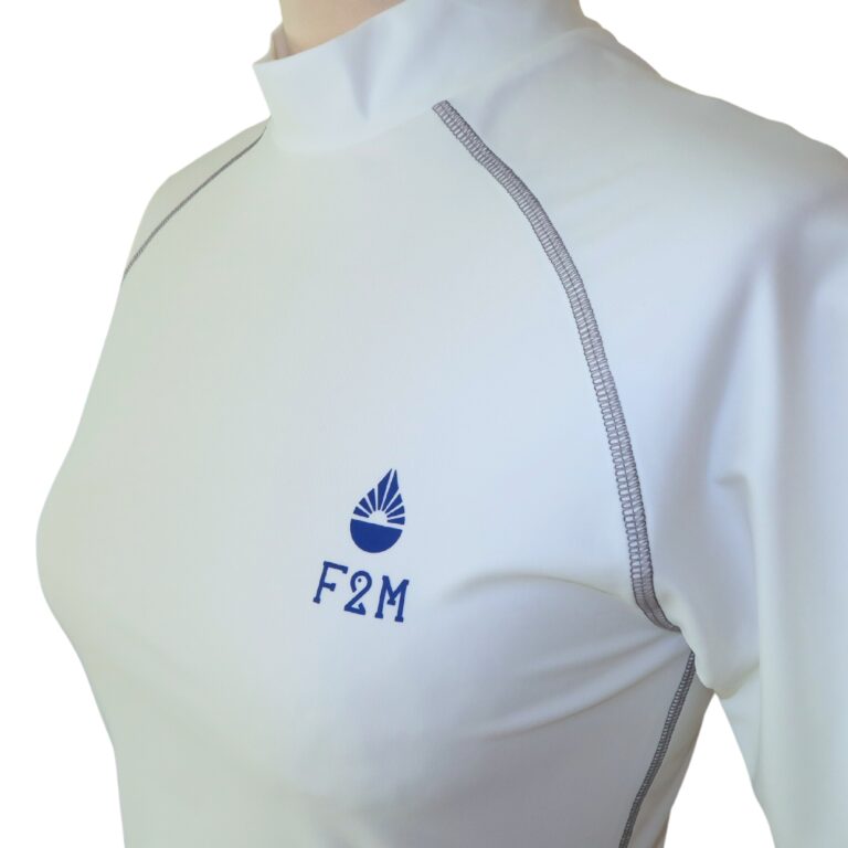 F2M - Rashguard UPF50+ durable Made in France manches courtes femme blanc