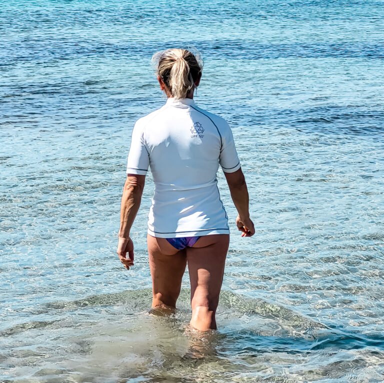 F2M - Rashguard UPF50+ durable Made in France manches courtes femme blanc