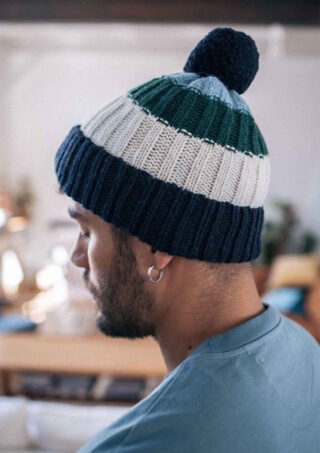 Montlimart - Bonnet Montagne Bleu/vert/ecru