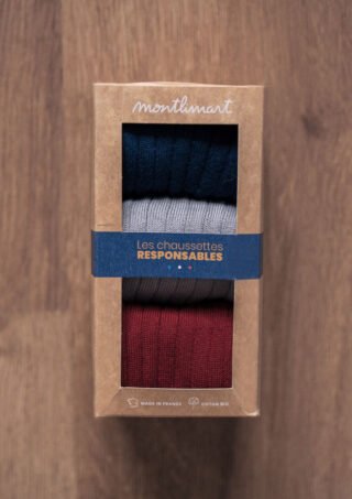 Chaussettes Coffret Cotele Marine/gris/bordeaux par la marque Montlimart Montlimart - Chaussettes Coffret Cotele Marine/gris/bordeaux