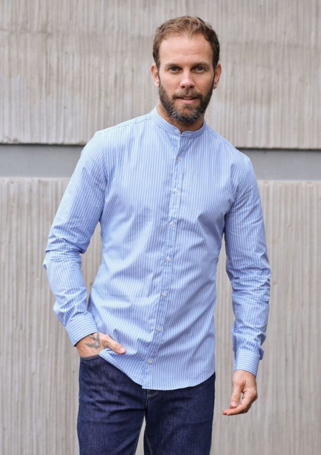 Montlimart - CHEMISE SAINT PIERRE BLEU CIEL RAYURES