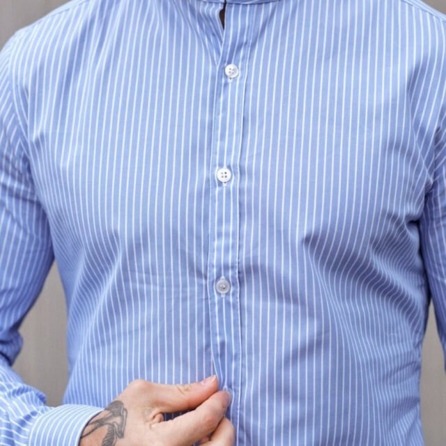 Montlimart - CHEMISE SAINT PIERRE BLEU CIEL RAYURES