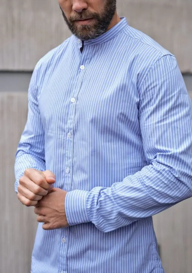 Chemise Saint Pierre Bleu Ciel Rayures par la marque Montlimart Montlimart - Chemise Saint Pierre Bleu Ciel Rayures