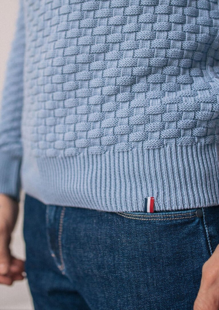 Montlimart - PULL DAMIER BLEU CLAIR