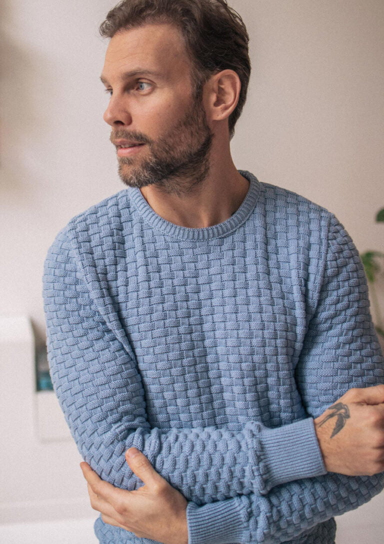 Montlimart - PULL DAMIER BLEU CLAIR