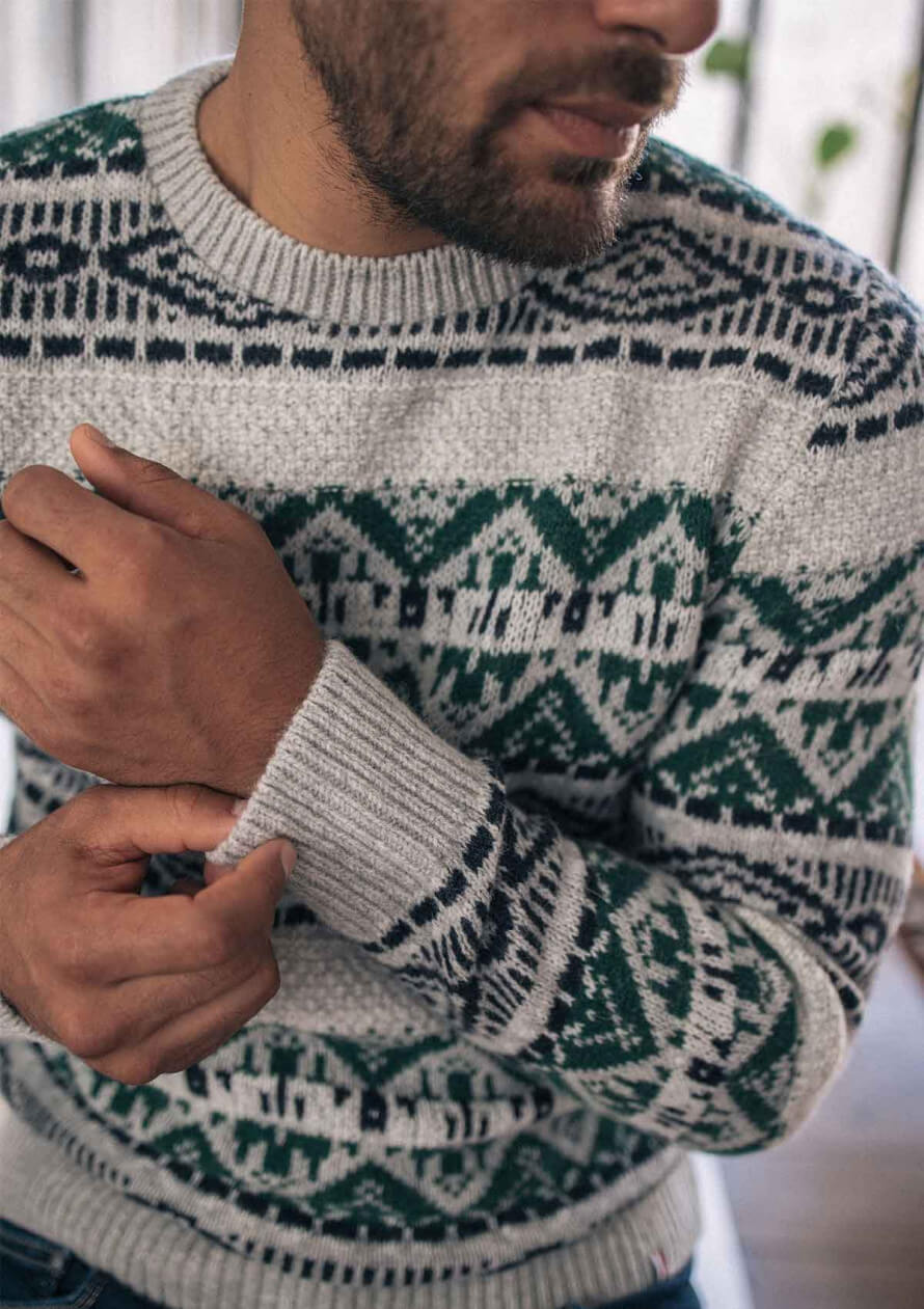 pull panorama gris marine sapin Montlimart - PULL PANORAMA GRIS /MARINE /SAPIN