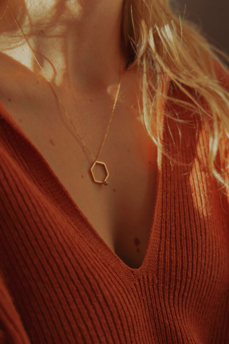 esa - Bague Pendentif Solitaire Pyrite Vermeil