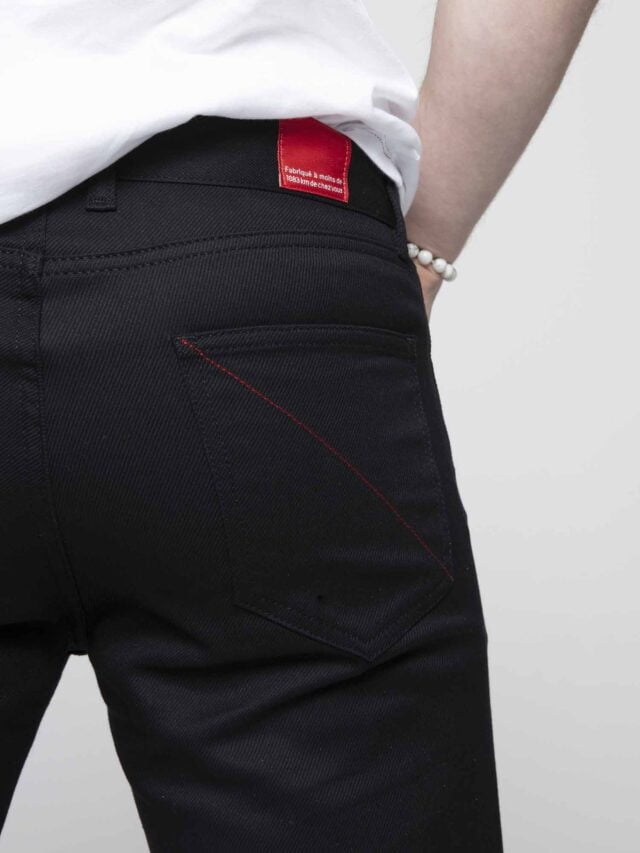 1083 - JEANS DROIT 101N  100 % coton bio denimoriginal uni noir