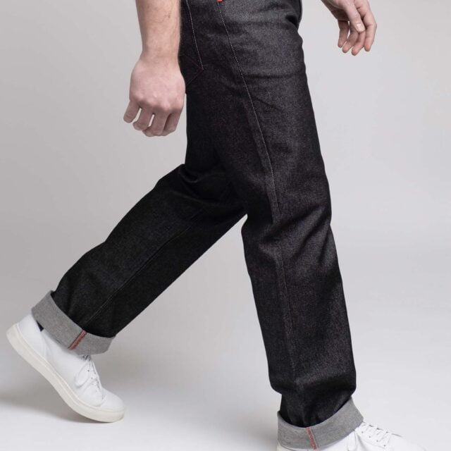 1083 - JEANS DROIT 101N flex noir brut coton bio Homme