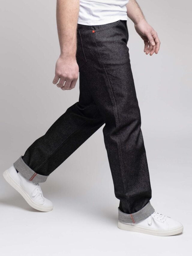 1083 - JEANS DROIT 101N flex noir brut coton bio Homme