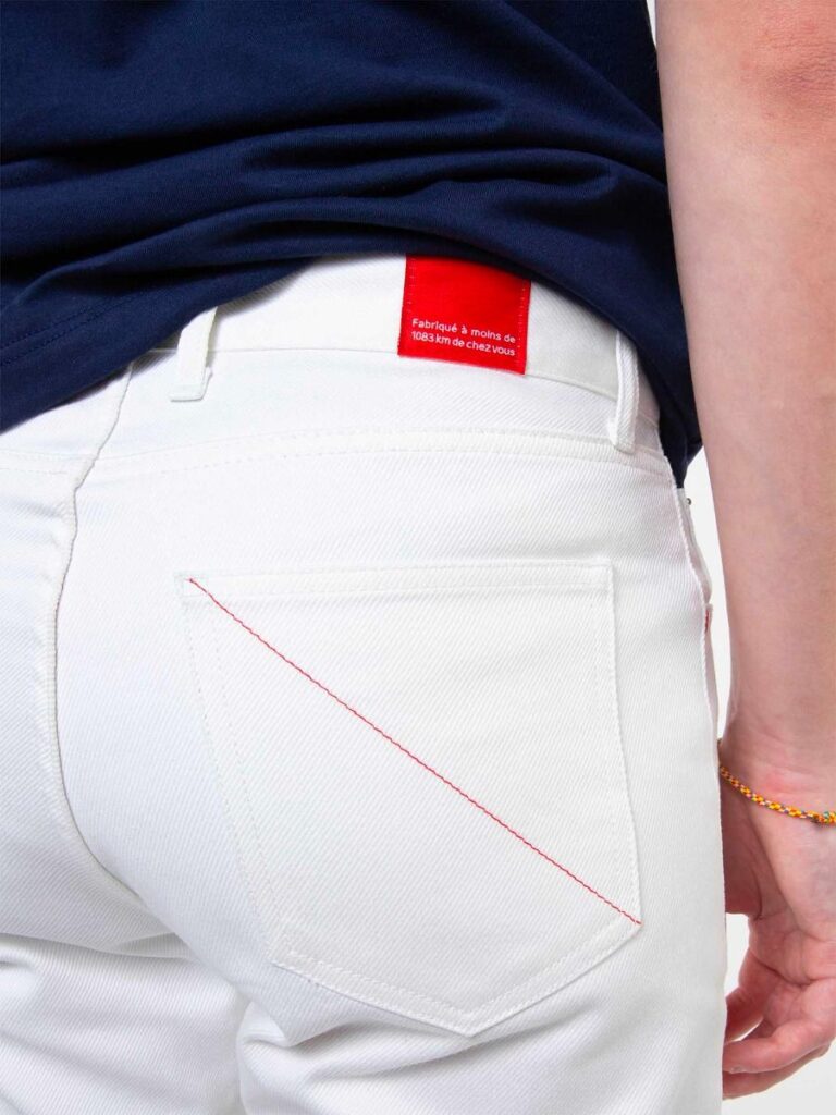 1083 - JEANS DROIT 101N BLANC DES VOSGES coton bio denimoriginal uni blanc