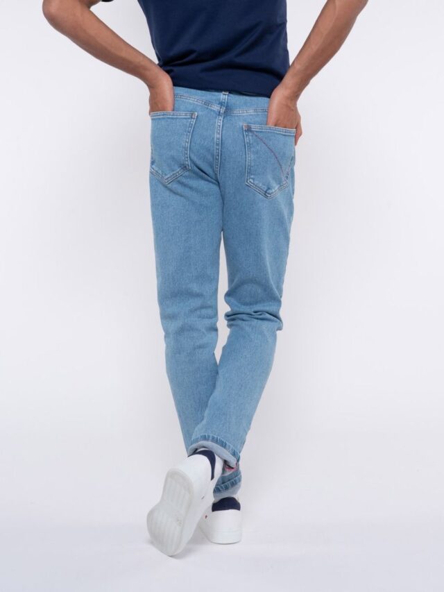 1083 - JEANS AJUSTE 103N DELAVE coton bio superdenimflex indigo clair Homme