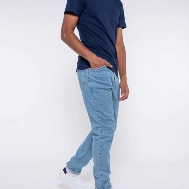 1083 - JEANS AJUSTE 103N DELAVE coton bio superdenimflex indigo clair Homme