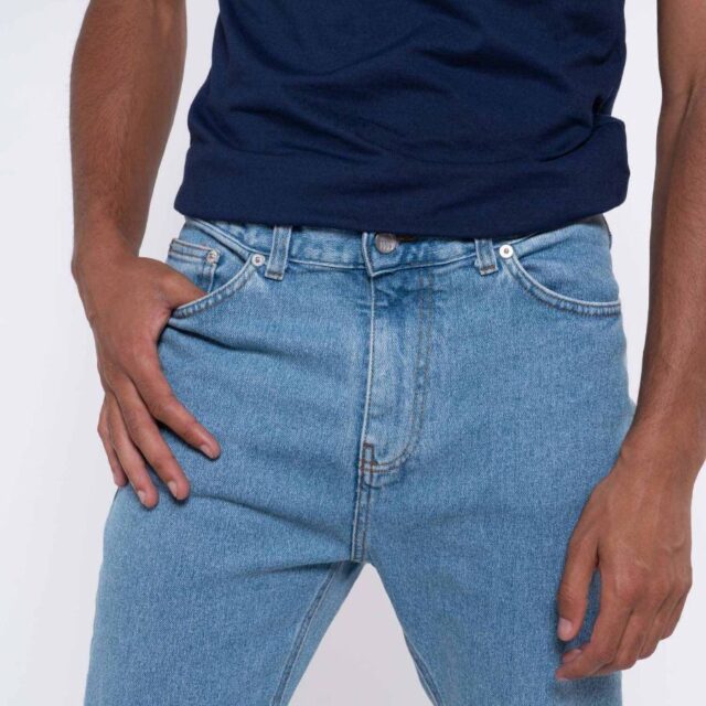 1083 - JEANS AJUSTE 103N DELAVE coton bio superdenimflex indigo clair Homme