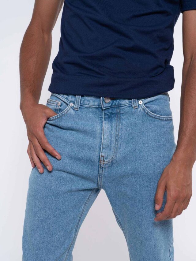 1083 - JEANS AJUSTE 103N DELAVE coton bio superdenimflex indigo clair Homme