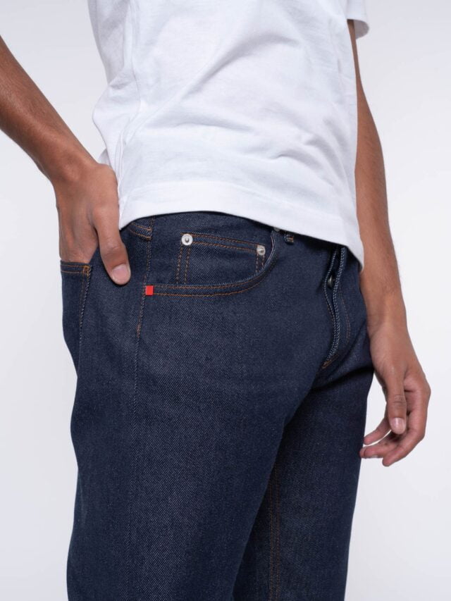 1083 - JEANS SELVEDGE AJUSTE 103N coton bio indigo brut Homme