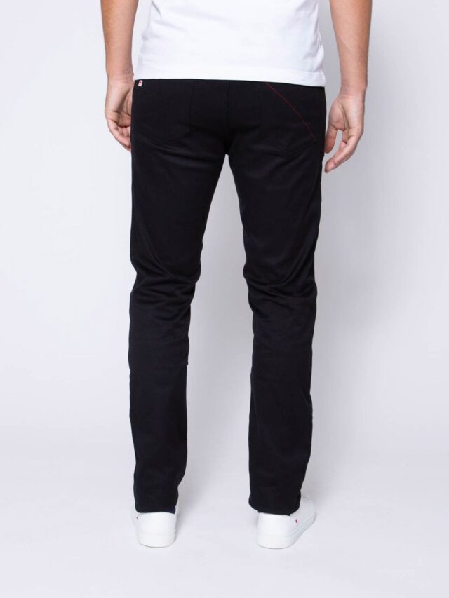 1083 - JEANS SLIM 104N FUSELE coton bio microdenim doubleflex uni noir Homme