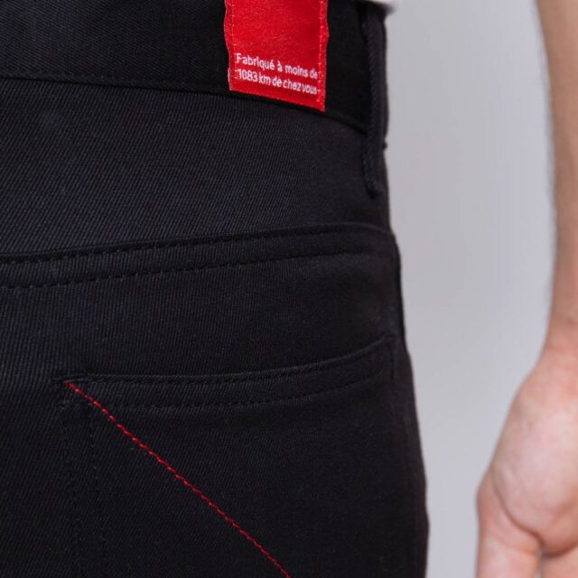 1083 - JEANS SLIM 104N FUSELE coton bio microdenim doubleflex uni noir Homme