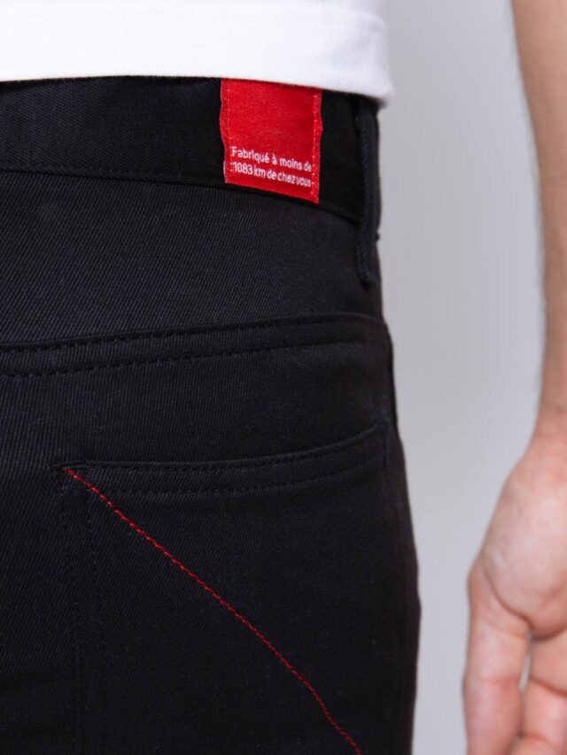 1083 - JEANS SLIM 104N FUSELE coton bio microdenim doubleflex uni noir Homme