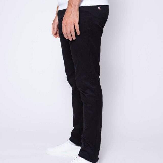 1083 - JEANS SLIM 104N FUSELE coton bio microdenim doubleflex uni noir Homme